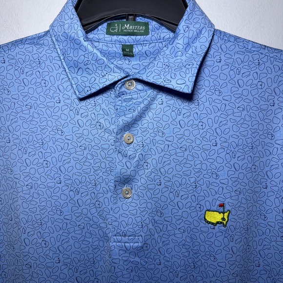 Peter Millar Other - Peter Millar Masters Polo Shirt Mens M Blue Golf Course Design Performance Tech